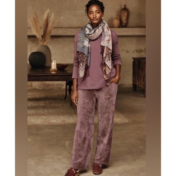 J Jill Pure Jill XL Mauve Pink Purple Velvet Velour Set Track Suit Lounge NWT - Picture 3 of 16